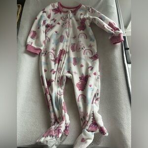 Kids Headquarters Pink and White Dinosaur Footie